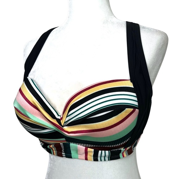 Allure Bikini Top Striped Adjustable Padded Swimwear Multicolor 16 18 Plus Size - Picture 5 of 16